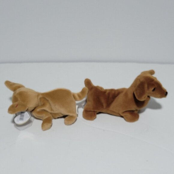 TY Beanie Baby Lot of 2 Dogs Weenie 1995 Tiny 1999 Mint One Owner - Picture 3 of 11